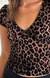 SELINA TOP FLOCKED RAR LEOPARD