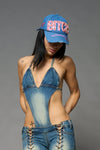 DENIM SLOGAN BLUE CAP