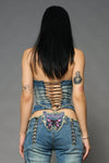 DENIM NECKHOLDER BLUE TOP