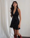 MOTYA DRESS ROSE FLOCKED BLACK