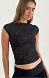 NOVA TOP FLOWER MESH BLACK