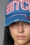 DENIM SLOGAN BLUE CAP