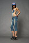 DENIM DETACHABLE BLUE CAPRI JUMPSUIT