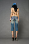 DENIM DETACHABLE BLUE CAPRI JUMPSUIT