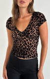 SELINA TOP FLOCKED RAR LEOPARD