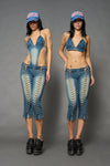 DENIM DETACHABLE BLUE CAPRI JUMPSUIT
