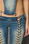 DENIM DETACHABLE BLUE CAPRI JUMPSUIT