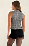 JANAE ZIP THRU VEST GREY CHECK