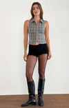 JANAE ZIP THRU VEST GREY CHECK