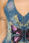DENIM NECKHOLDER BLUE TOP
