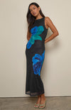 FAYOLA DRESS WATERCOLOUR FLOWER BLUE