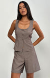 GANITA VEST PINSTRIPE BROWN