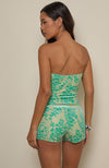 SERA SHORT FLORAL FLOCK GREEN BLUE