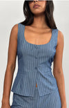 GANITA VEST PINSTRIPE BLUE