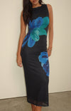 FAYOLA DRESS WATERCOLOUR FLOWER BLUE