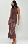 FAYOLA DRESS BLURRED FLORAL PRINT BROWN