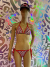 BIKINI KILL BITCH ROSA VIVO ROJO LYCRA