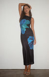 FAYOLA DRESS WATERCOLOUR FLOWER BLUE