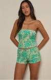 SERA SHORT FLORAL FLOCK GREEN BLUE