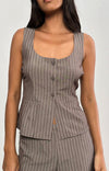 GANITA VEST PINSTRIPE BROWN