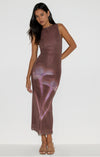 FAYOLA DRESS BLURRED FLORAL PRINT BROWN