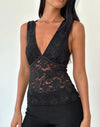 VISHATA TOP SEQUIN LACE BLACK