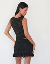 VISHATA TOP SEQUIN LACE BLACK