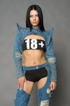 SPIKE DENIM BLUE BOLERO JACKET