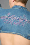 SPIKE DENIM BLUE BOLERO JACKET
