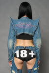 SPIKE DENIM BLUE BOLERO JACKET