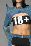 SPIKE DENIM BLUE BOLERO JACKET