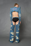 SPIKE DENIM BLUE BOLERO JACKET