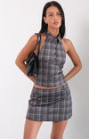 NASIA MINI SKIRT CHECK TAILORING GREY