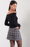 NASIA MINI SKIRT CHECK TAILORING GREY