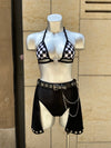 Underboob Black White Check Bikini Top